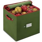 Premium Christmas Bauble Storage Box With Dividers - 64-Compartment Xmas Ornament Storage Container with Zippered Closure - Designed for Delicate Christmas Decorations & Baubles - Tear Proof Non-Woven