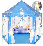 BabyGo Kids Prince Princess Castle Tent for Kids | Theme Play Tent with for Kids | Mosquito Net Design Tent for Kids | Lighting Tent House | Blue Color