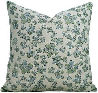 Fabritual Elegant Comfort Cotton Satin Cushion Cover Sofa, Couch Soft Decorative Square 20X20 Inch Block Print Throw Pillow Farmhouse, Jhilmil, Sage Green