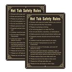 Phyabe 2 Pack Hot Tub Safety Rules Sign， 10 x 14 inch Metal Reflective Rust Free Aluminum Pool Rules Sign, Weather Resistant, Waterproof, Durable Ink, Easy to Install