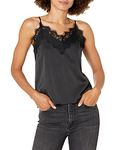 The Drop Women's Natalie V-Neck Lace Trimmed Camisole Tank Top Shirt, Black, S