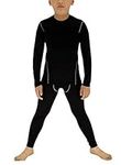 Minghe Boy's Ski Thermal Underwear Set Long John Skin Base Layer Tops and Bottom Moisture Wicking,10,Black