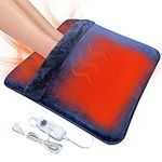 Double Sided Electric Foot Warmer for Men and Women with Non-Slip &1-8H Timer,Fast Heating Pad with Overheat Protection & Machine Washable, Foot Warmer Under Desk, Bed, Office, Home, Navy, 10 ft Core