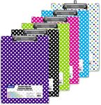 6 Pk, BAZIC Standard Size Polka Dot Paperboard Clipboard w/Low Profile Clip (Colors May Vary)