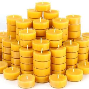 MOSROAD Beeswax Tea Lights Candles 48 Pack, 4 Hours Clean Burn