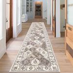 SHACOS Runner Rugs for Hallway Non Slip 60x305 CM Extra Long Brown Hallway Hall Runner Rug Vintage Distressed Area Rugs Washable Kitchen Floor Carpet Runner for Hallway Entrance Bedroom Laundry Room