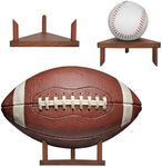 Americanflat Ball Display Stand with Pegs - Set of 3 - Sports Ball Display Stand for Baseballs, Golf Balls, Basketballs or Footballs - Double-Sided Ball Holder - All-Star Collection - Walnut