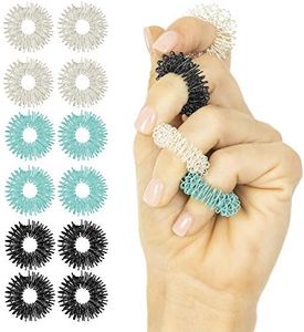 Vive Spiky Sensory Rings (12-PK) - Fidget Anti-Anxiety Acupressure - Spiky Spinner For Finger - Ideal Set For Men, Women, Adults, Girls - Calming Toys For Stress Relief, Massage - Holiday Gifts