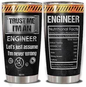 WAZONE Engineering Insulated Tumbler 20oz Nutritional Facts Travel Mug Trust Me I'm An Engineer Funny Gift Ideas Birthday Christmas for Dad Coworker Boss Electrical Men Women Programmer Grad