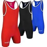 Jayefo Sports Kids Wrestling Singlet for Youth Boys Kids Uniform, Red, Large