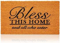 Juvale Coco Coir Bless This Home and All Who Enter Door Mat for Front Entrance (17 x 30 in)