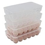 Ponpong Plastic 18 Egg Holder with Lid, Refrigerator Egg Storage Container, Pack of 4