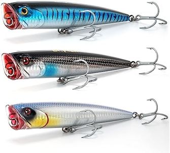 Dr.Fish Topwater Popper Saltwater Fishing Lures, 5.5 Inches GT Popper VMC Treble Hooks Surf Fishing Lures for Stripr Pike Salmon Lures Bass Popper Fishing Plugs Offshore 3 Pack