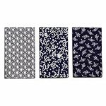 Made in Japan Komon Tenugui Towel 3 Type Set (Flax Leaf, Namichidori, Orizuru)