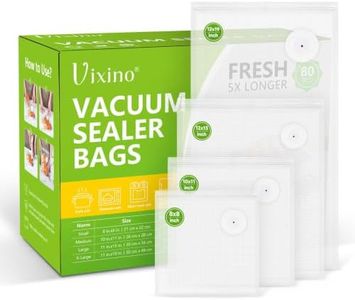 Vixino Vacuum Sealer Bags, 80 Reusable Vacuum Sealer Bags for Food, BPA-Free, Meal Prep and Sous Vide Cooking,Works for Handheld Sealer and Vac Sealer Machine with External Vacuum Systems
