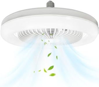 oxylops Ventilateurs Plafond avec Lumière, 10" Lampe E27 Ventilateurs De Plafond Fermés Silencieux 30W, Ventilateur Mural Portable Enfichable avec Lumière Blanche pour Chambre Salon