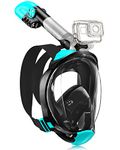 X99 Full Face Snorkel Mask for Adults, Snorkeling Gear with Latest Dry Top Breathing System Anti-Fog & Anti-Leak, 180°Panoramic View Snorkeling Set Adult with Camera Mount(Green Black L/XL)
