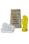 National Safety Apparel Class 00 Yellow Rubber Voltage Insulating Glove Kit with Leather Protectors, Max. Use Voltage 500V AC/ 750V DC (KITGC0009Y)