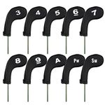 Andux 10pcs/set Golf Iron Club Head Covers with Zipper Black MT/AL01