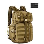 ArcEnCiel Hydration Pack Motorcycle Backpack Tactical Military Bag Army Assault Rucksacks for Outdoor Hiking Camping Trekking Hunting with Patch (Coyote Brown)