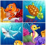 Fiddly's Jigsaw Puzzles 16 Pieces for Kids Ages 3+ (Sea World Pack of 4)