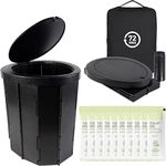 72HRS Collapsible Toilet for Camping, 15.8" Extra Large Camping Toilets Portable Potty, Travel Toilet with Handbag, Lightweight and Sturdy, Camp Toilet (with 12 Bags & 10 Toilet Power)