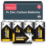 5pk Excelltec PP3 9V Battery Heavy Duty | 9V Batteries | Square Battery for Smoke Alarm Battery 9V | 9 Volt Batteries for Smoke Alarm, Fire Alarm Battery, PP3 Battery | 6F22 9V Battery, 9 Volt Battery