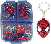 OM SUPPLIES Spiderman Reusable Sandwich Lunch Box 3 Multi Compartment Kids Children School Includes Spiderman Keychain (Spiderman 1)