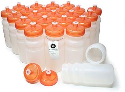 Rolling Sands 20oz Sports Water Bottles 24 Pack (BPA-Free, Made in USA) Dishwasher Safe, Clear Frost/Orange