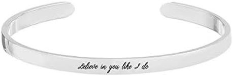 WIGERLON Inspirational Cuff Bracelet for Mom Daughter sisters and friends Engraved Mantra, Metal