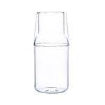 Bedside Water Carafe Set with Tumbler, Mouthwash Bottle Clear Glass Pitcher for Nightstand Bedroom, Night Water Carafe for Cold Drink Ice Tea, Water Dispenser for Bathroom Kitchen 500ml