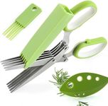 Herb Scissors Cutter 5 Stainless Steel Blades with Herb Stripper Tool, Cleaning Comb, Safety Cover | Multipurpose Kitchen Shears