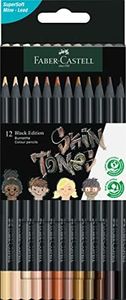 Faber-Castell Black Edition Skin Tone Colored Pencils: 12 Count, Black Wood and Super Soft Core Lead, Skin Tone Colored Pencil Set, Coloring Pencils for Kids, and Beginners, Art Supplies for Teens