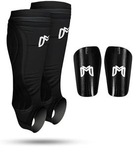 MediCaptain Youth Soccer Shin Guard Sleeves with Padded Protection, Includes Youth Shin Guards, Protective Leg Guards, Pre Cut Soccer Sleeves for Kids, Shin Defender (Black, Youth Small)