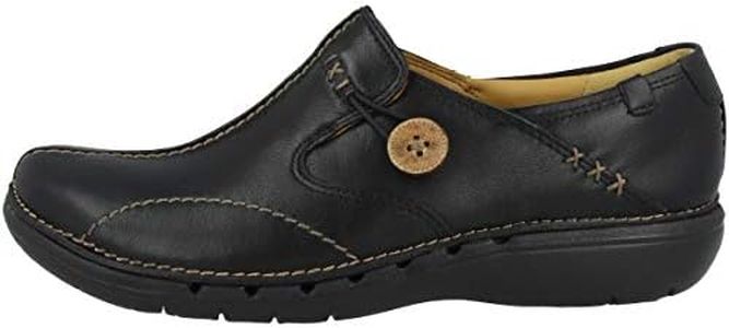 Clarks Women's Un Loop Mocassins, Black Leather, 8 US