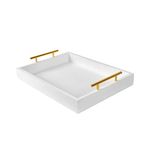 40cm x30cm Serving Trays with Handles, Decorative Serving Tray, Ottoman Trays, Living Room, Bathroom, and Outdoors Decorative Trays (White, 40cm x 30cm x 5cm)