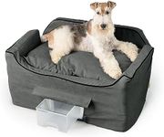 Snoozer Dog Car Seat with Storage Tray: Lookout II Dog Booster Car Seat Medium Sized Dog, Size: Large, Pet Car Seat to Help Car Sickness for Dogs, Removable Washable Cover