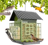 Bird Feeders for Outdoors Hanging, Metal Bird Feeder with Double Suet Cage Cake,6LBs Large Seed Capacity, Birdfeeders Durable & Weatherproof,Easy to Clean & Refill, Great for Attracting Wild Birds