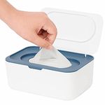 Wipes Dispenser, Wipe Holder for Baby & Adult, Seposeve Refillable Wipe Container, Keeps Wipes Fresh, One-Handed Operation. Non-Slip, Easy Open/Close Wipes Pouch Case, Blue