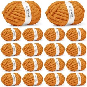 Inhand Orange YellowChunky Chenille Yarn for Hand Knitting,Thick Bulky Fall Decor Blanket Yarn for Crocheting,Soft Fluffy Yarn for Autumn Crochet Gifts for Women/Beginners,18 Pack (29.5Yds/8.4oz Each)