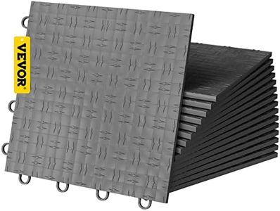 VEVOR Garage Tiles Interlocking, 12'' x 12'', 25 pcs, Graphite Grey Garage Floor Covering Tiles, Non-Slip Diamond Plate Garage Flooring Tiles, Support up to 55,000 lbs for Basements, Gyms