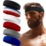 Sweatbands Sports Headband for Men & Women - Terry Cloth Moisture-Wicking Sports Towel Headband for Tennis, Basketball, Running, Gym, and Fitness Working Out