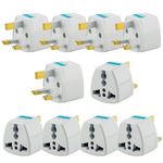 Hi-PLASST India to UK Converter Plug (Pack of 10) London Travel Adapter, Type-G Plug Socket, UK Adapter for Indian Pins Perfect for UAE, Singapore, Hongkong, Ireland, Wales (13A,230V)