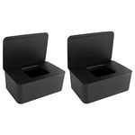 Anruyi 2 PCS Wet Wipes Dispenser Box, Baby Wet Tissue Box Wet Wipes Dispenser Holder Plastic Wipes Dispenser Case Wet Wipes Storage Box with Lid Seal for Home Office Desk (Black)