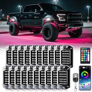 20 Pods RGB LED Rock Lights for Trucks Offroad Pickup Trailer Sedan SUV Cars, Waterproof Multicolor Neon Underglow Kit with Bluetooth APP/RF Remote, Vehicle Accent Underbody Light Underneath 12V