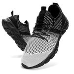 Linenghs Mens Running Trainers Gym Shoes Casual Breathable Tennis Indoor Court Shoes Lightweight Fitness Sport Trainers for Mens Black Size 9