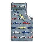 Wake In Cloud - Extra Long Nap Mat with Removable Pillow for Kids Toddler Boys Girls Daycare Preschool Kindergarten Sleeping Bag, Sports Race Cars Supercars on Gray Grey, 100% Soft Microfiber