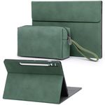 HYZUO Case for Samsung Galaxy Tab S9 FE+ Plus/Galaxy Tab S9+ Plus 12.4 Inch 2023, Multi-Angle Viewing Folio Stand with S Pen Holder, Protective Tablet Cover with Pouch, Auto Wake/Sleep, Midnight Green