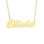 Name Earrings Olivia Personalized Name Necklace 18K Stainless Steel Pendant Necklace for Women, Girls