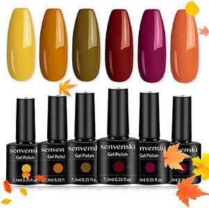 senvenski Fall Gel Nail Polish Kit - UV/LED Nail Art Set with Yellow Orange Olive Red Burgundy Rose Peach Coral Pumpkin Colors | Manicure Gift Kit for Women, Professional Salon Home Use(CS6-030)